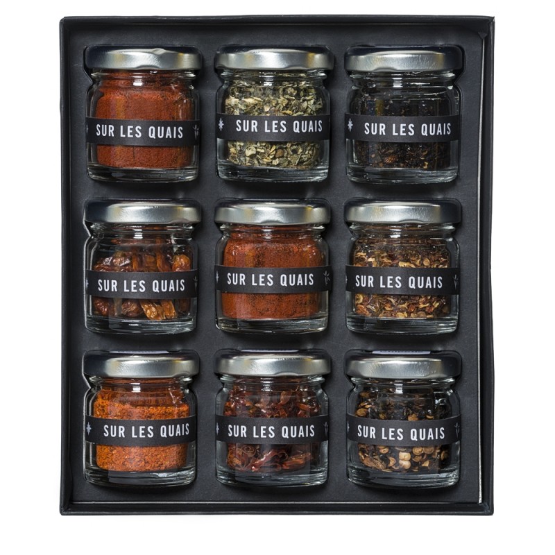 Coffret cadeau piments du Monde : du piment le plus doux au plus fort