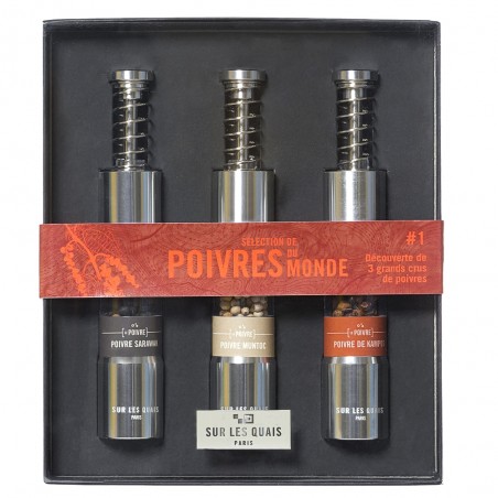 Discovery Box : 3 Pepper mills filled with 3 Peppers