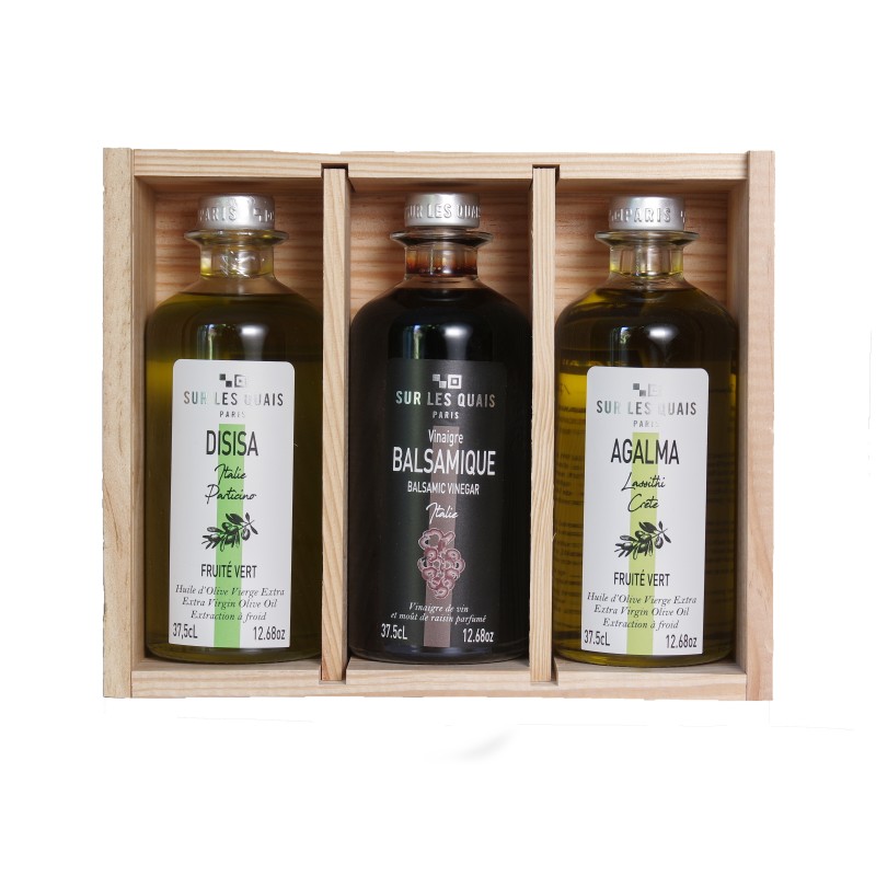 Coffret cadeau Huile d'olive & Vinaigre + Croquants chèvre