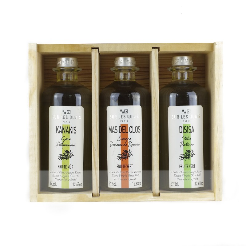 Wooden case "Terroir" Olive Oils - 3 Mediterranean Extra Virgin Olive OilWooden case "Terroir" Olive Oils - 3 Mediterranean Extr