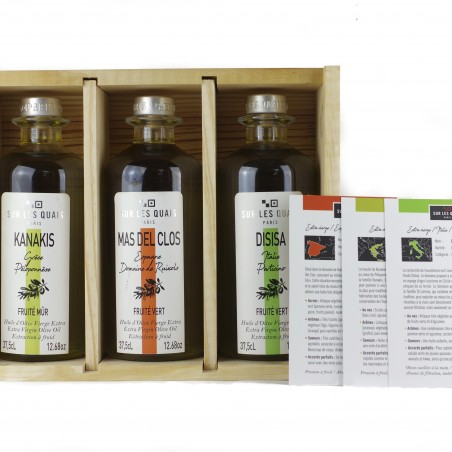 Wooden case "Terroir" Olive Oils - 3 Mediterranean Extra Virgin Olive Oil Wooden case "Terroir" Olive Oils - 3 Mediterranean Extra Virgin Olive Oil