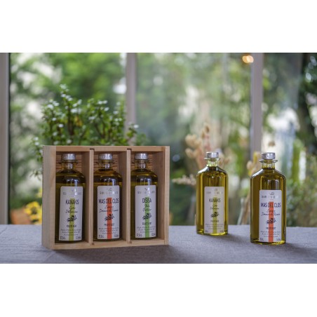 Coffret bois "terroirs d'Huiles" - 3 huiles d'olive de la Méditérranée Coffret bois "terroirs d'Huiles" - 3 huiles d'olive de la Méditérranée